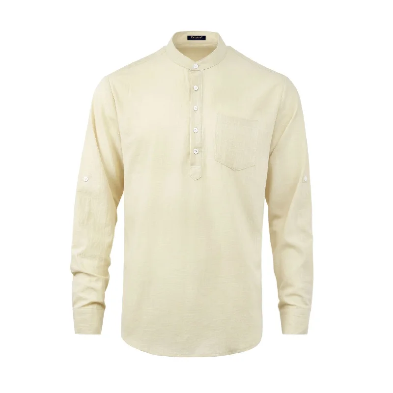 Men's Hunting Shirts for Camouflage and ComfortMen‘s Henley Shirt Lightweight with Pocket - BEIGE-1 Men's Hunting Shirts for Camouflage and ComfortMen‘s Henley Shirt Lightweight with Pocket - BEIGE-1