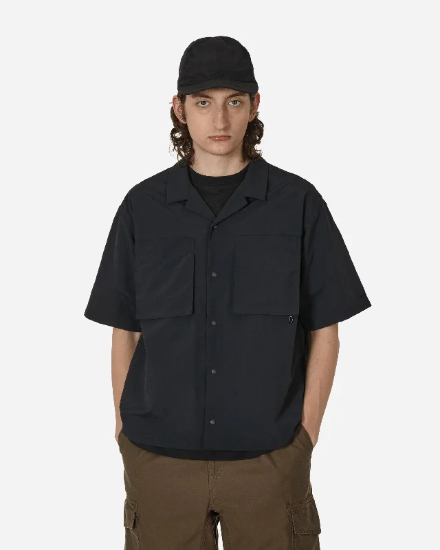 Breathable Men's Linen ShirtsHalf Sleeve Camp Shirt Black
