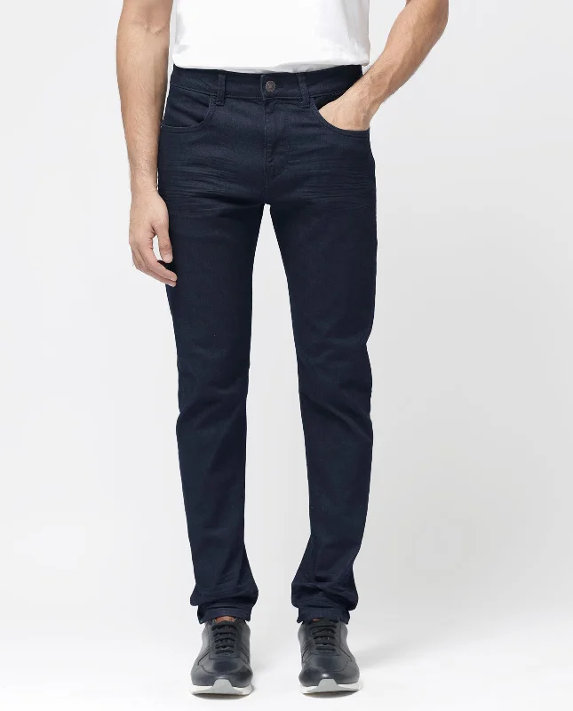 Designer Skinny Men's JeansRare Rabbit Men's Kiel Navy Regular Fit Mid Rise Rinse Wash With 3D Whiskers Jeans Designer Skinny Men's JeansRare Rabbit Men's Kiel Navy Regular Fit Mid Rise Rinse Wash With 3D Whiskers Jeans