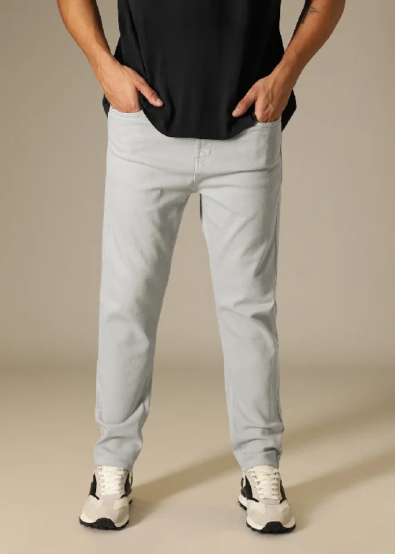 Jeans for Men with a Athletic BuildLight Grey Carrot Fit Denim