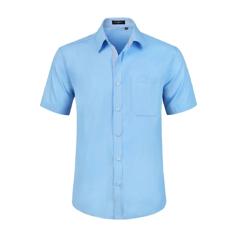 Versatile Men's Short-Sleeve ShirtsMen's Short Sleeve Shirt with Pocket - A1-BLUE2