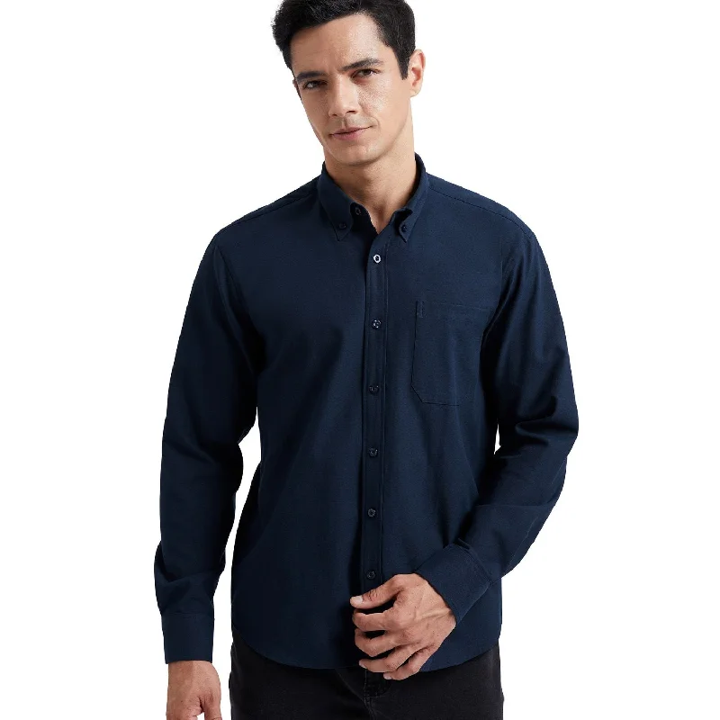 Men's Solid-Colored Shirts for VersatilityMen's Dress Shirt with Pocket - NAVY BLUE