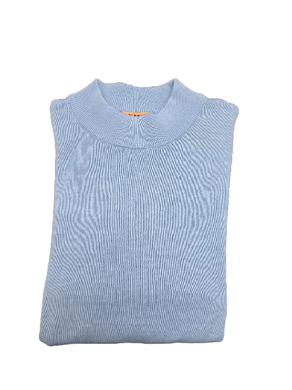 Men's Sweaters with Herringbone PatternsMock Neck Sweater Color Mist Blue