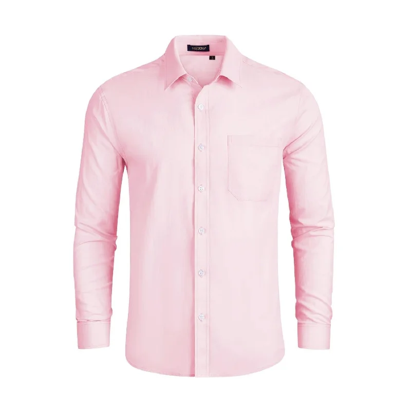 Men's Performance Fabric Shirts for All-Day ComfortMen's Dress Shirt with Pocket - PINK Men's Performance Fabric Shirts for All-Day ComfortMen's Dress Shirt with Pocket - PINK