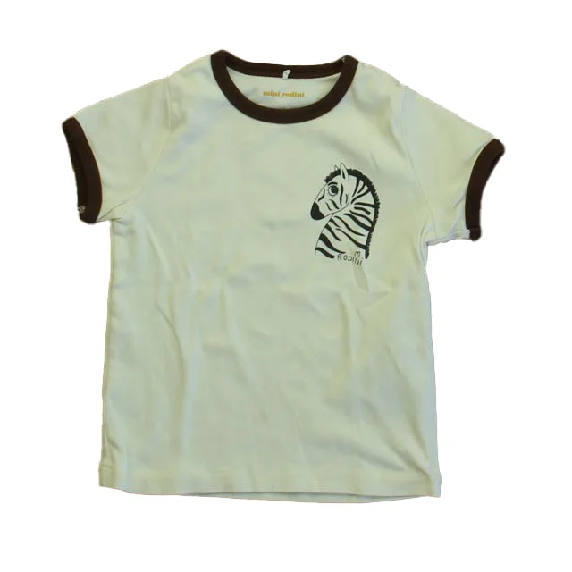 Men's Shirts with Surplice HemlinesMini Rodini Boys Ivory Zebra T-Shirt