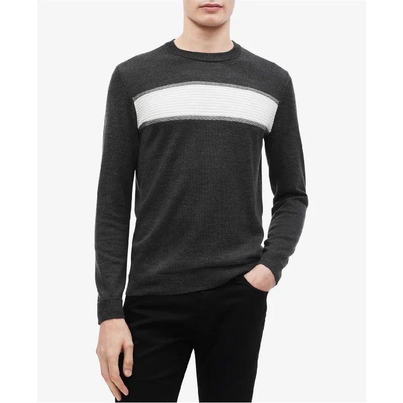Comfortable Men's Cotton SweatersCalvin Klein Mens Chest Stripe Pullover Sweater, Grey, Large Comfortable Men's Cotton SweatersCalvin Klein Mens Chest Stripe Pullover Sweater, Grey, Large