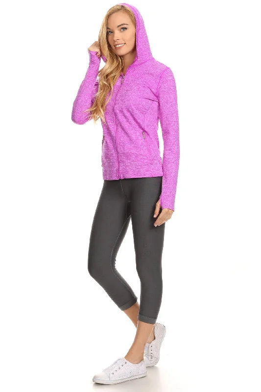 Men's Hoodies for Outdoor ActivitiesWomen's Seamless Full Zipper Jacket with Hoodie and Thumb Holes Men's Hoodies for Outdoor ActivitiesWomen's Seamless Full Zipper Jacket with Hoodie and Thumb Holes