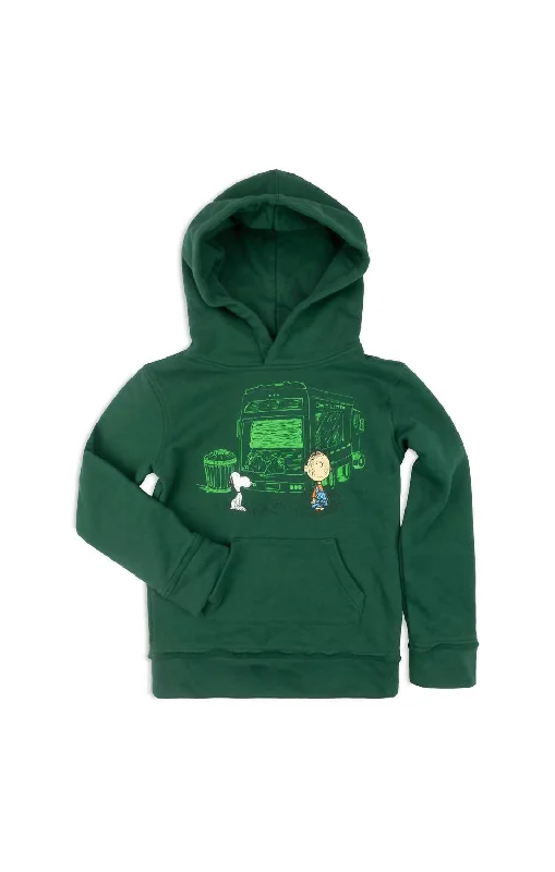 Men's Hoodies with Kangaroo PocketsBoy's Peanuts Hoodie In Green