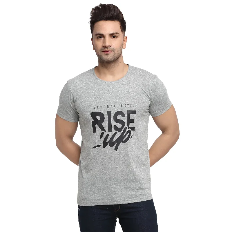 Men's Shirts with Embellished HemlinesMack Jonney Regular Fit Round Neck Silver T-shirt For Men's Men's Shirts with Embellished HemlinesMack Jonney Regular Fit Round Neck Silver T-shirt For Men's