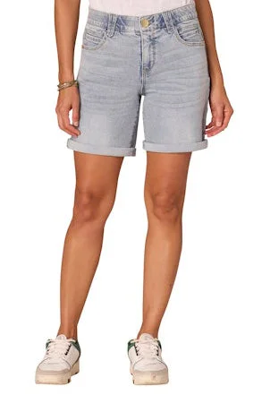 Leather Patch Men's Jeans"Ab"solution Mid-Rise 7-Inch Inseam Shorts with Roll Cuff