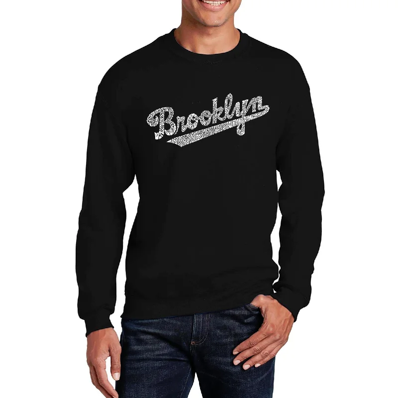 Men's Sweaters with Elastic WaistbandsLA Pop Art Men's Word Art Crewneck Sweatshirt - New Brooklyn Men's Sweaters with Elastic WaistbandsLA Pop Art Men's Word Art Crewneck Sweatshirt - New Brooklyn