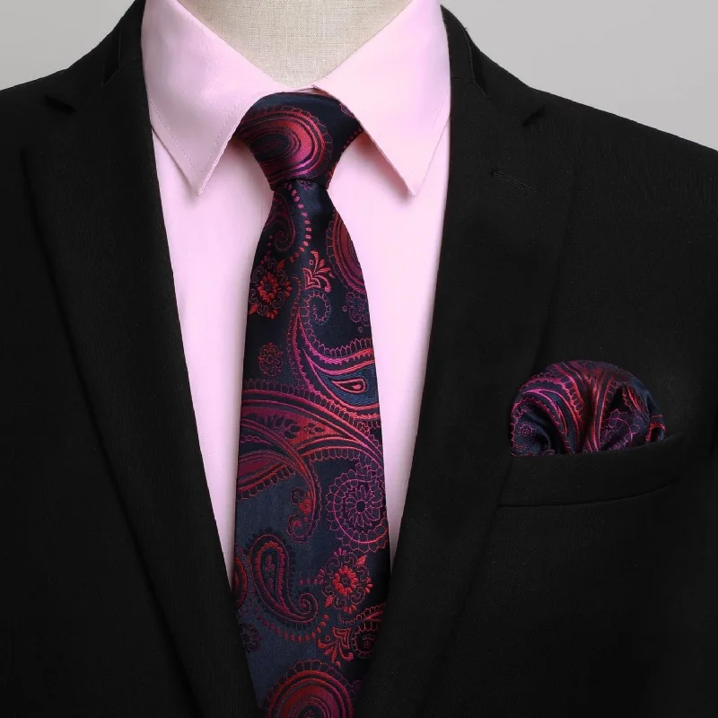 Men's Thermal Shirts for Winter WarmthMen's Shirt with Tie Handkerchief Set - PINK/PAISLEY Men's Thermal Shirts for Winter WarmthMen's Shirt with Tie Handkerchief Set - PINK/PAISLEY