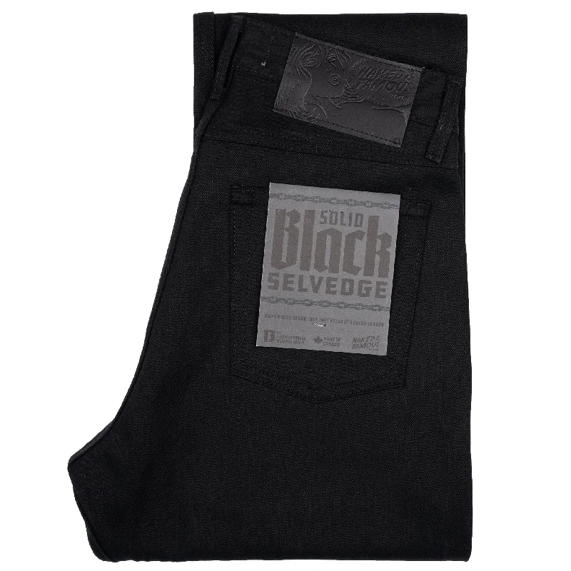 Winter Men's JeansTrue Guy - Solid Black Selvedge - 36" Long Inseam