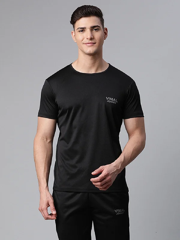 Men's Shirts for Outdoor ActivitiesMack Jonney Dryfit Solid Black T-shirt for Men