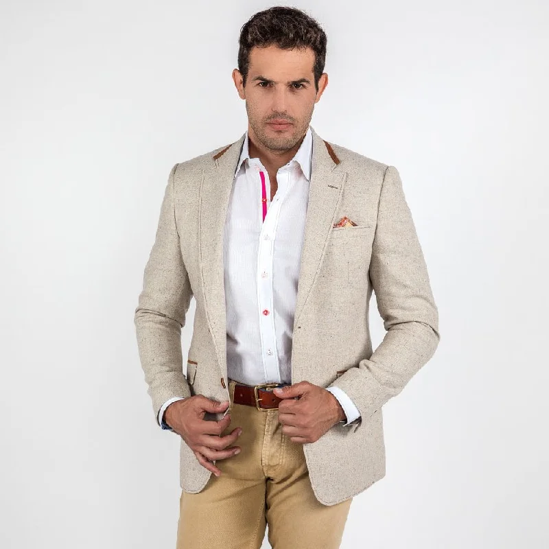 Claudio Lugli Slim Tailored Jacket Vintage Monaco Car Racing Lining CL2323 - Beige