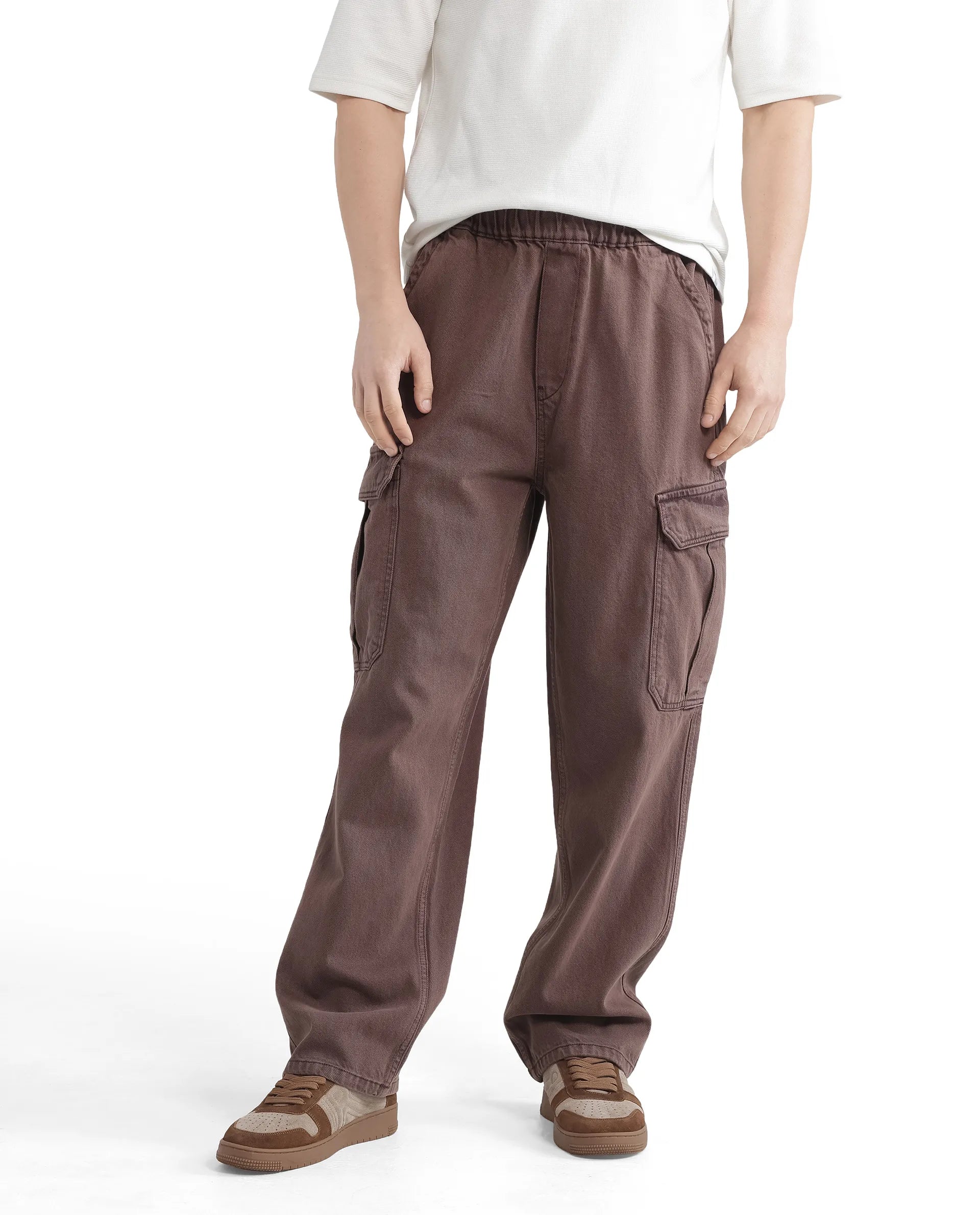 Modern Ripped and Distressed Men's JeansRare Rabbit Men Hork Brown Cotton Fabric Elastic Waistband Multi Pocket Baggy Fit Cargo Style Jeans Modern Ripped and Distressed Men's JeansRare Rabbit Men Hork Brown Cotton Fabric Elastic Waistband Multi Pocket Baggy Fit Cargo Style Jeans