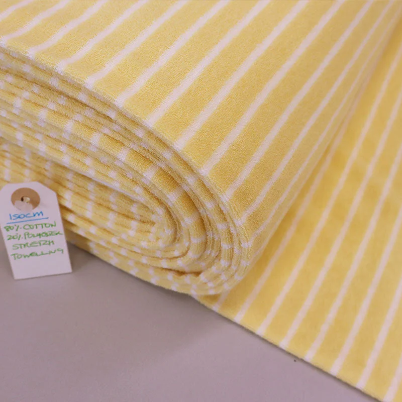 Men's Hoodies with Asymmetric ZippersStretch Towelling - Honey Yellow Stripe