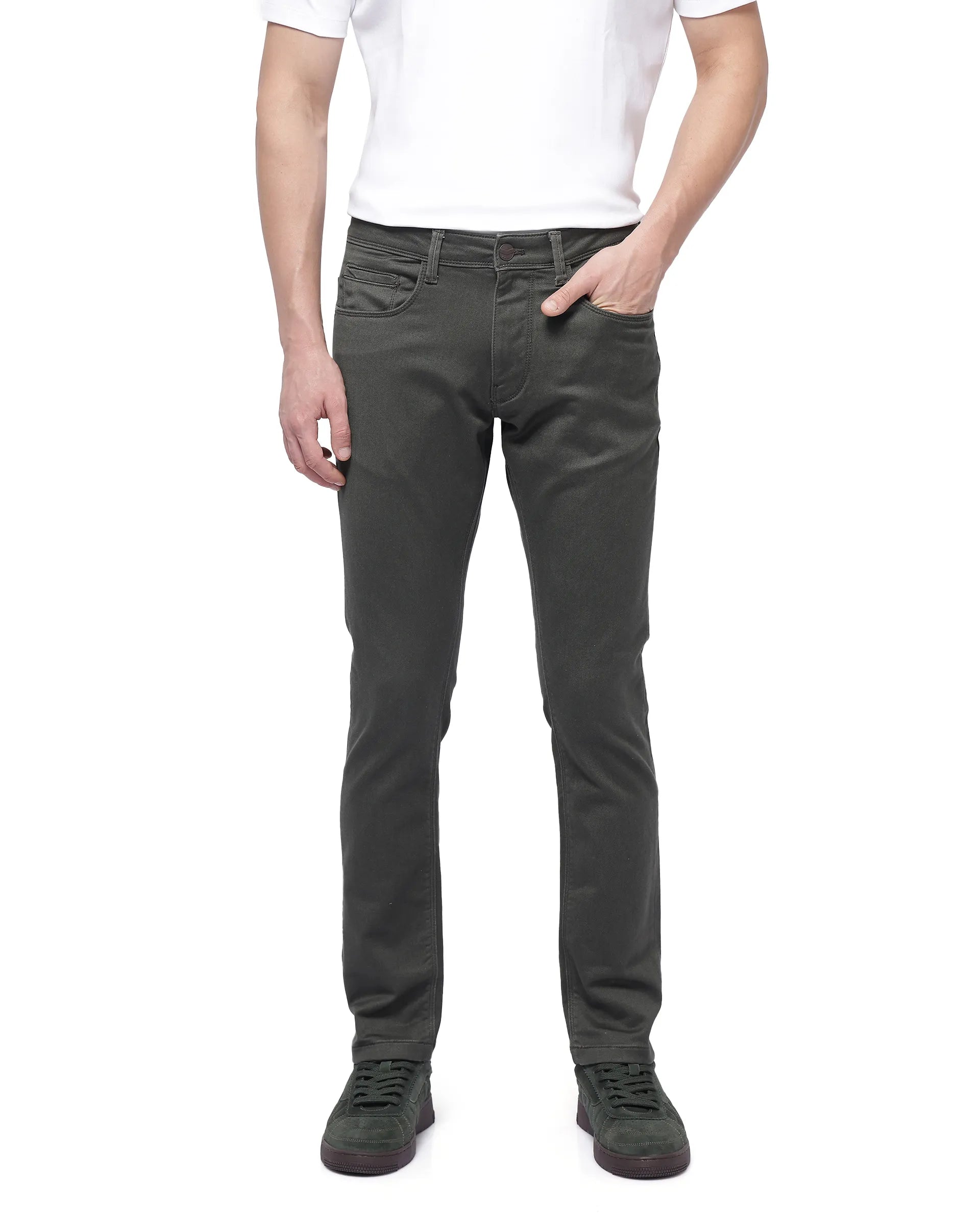 Workwear Men's JeansRare Rabbit Men Hede Olive Cotton Spandex Fabric Slim Fit Plain Denim Pant Workwear Men's JeansRare Rabbit Men Hede Olive Cotton Spandex Fabric Slim Fit Plain Denim Pant