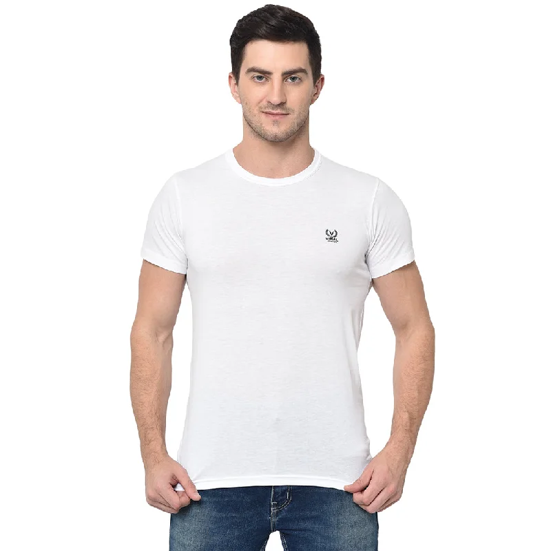 Men's Shirts with Scoop NecksMack Jonney Round Neck white T-shirt For Men's