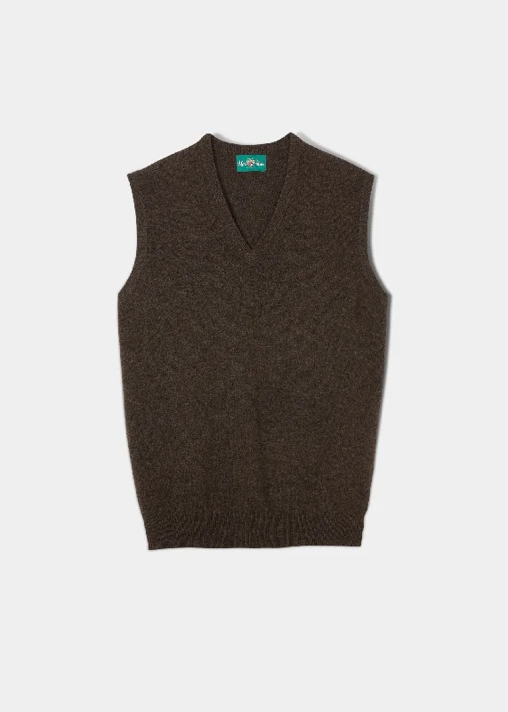 Norfolk Lambswool Slipover in Cocoa - Classic Fit