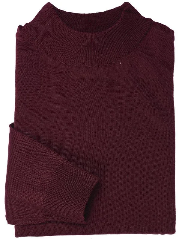 Chic Men's Cashmere SweatersMock Neck Sweater Color Burgundy