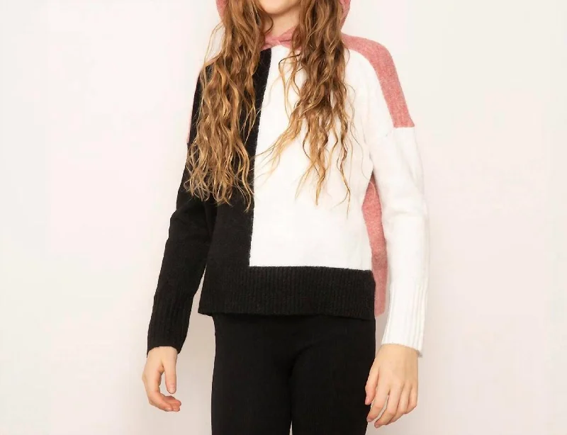Men's Hoodies with LogoMaura Colorblock Hoodie Sweater In Black