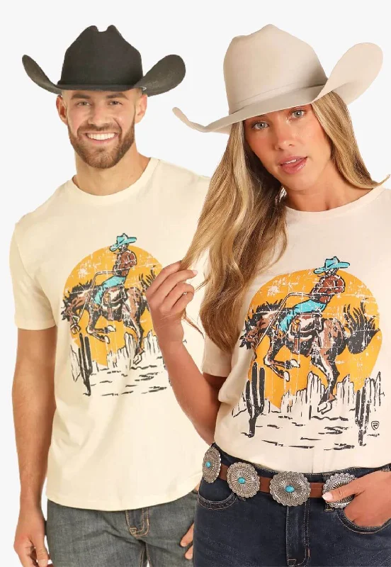 Men's Shirts with Contrast CollarsRock and Roll Mens Buckin Bronc Graphic T-Shirt