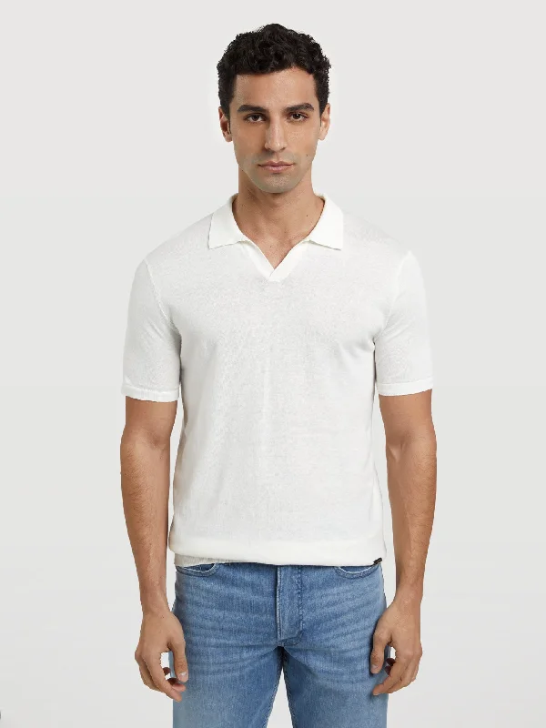 Men's Sweaters with Dropped ShouldersShort Sleeve Polo Sweater