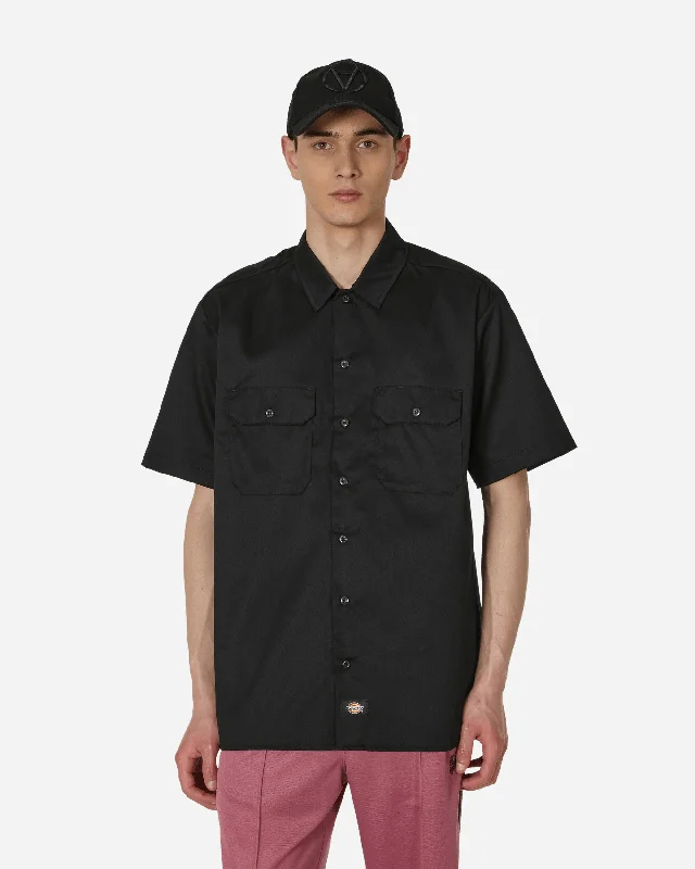 Men's Iron-Free Shirts for Wrinkle-Resistant WearShort Sleeve Work Shirt Black