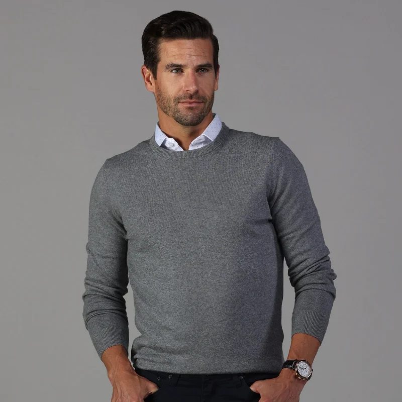 Men's Sweaters with Appliqué DetailsGrey Luxury Touch Cotton and Cashmere Crew Neck Sweater Men's Sweaters with Appliqué DetailsGrey Luxury Touch Cotton and Cashmere Crew Neck Sweater