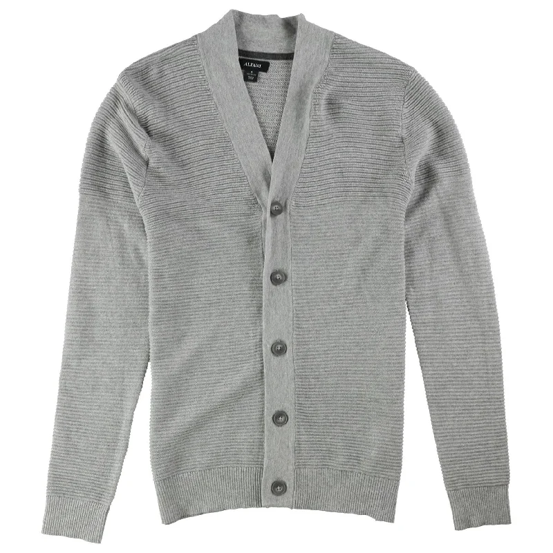 Men's Sweaters with Pockets and ZippersAlfani Mens Ribbed Cardigan Sweater