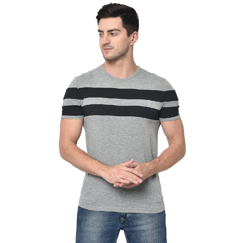 Men's Shirts with Contrast StitchingMack Jonney Round Neck Grey T-shirt For Men's