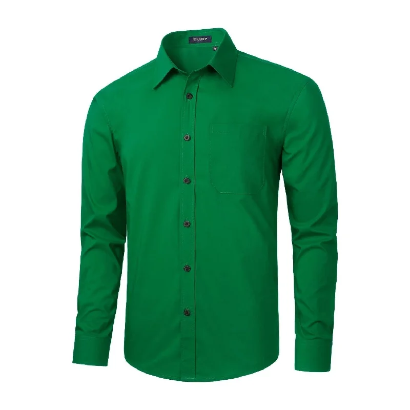 Men's Weekend Shirts for Leisurely OutingsMen's Dress Shirt with Pocket - EMERALD GREEN Men's Weekend Shirts for Leisurely OutingsMen's Dress Shirt with Pocket - EMERALD GREEN