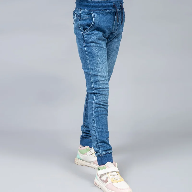 Flexible Men's JeansRib Jogger Pant (Blue Stone Wash)