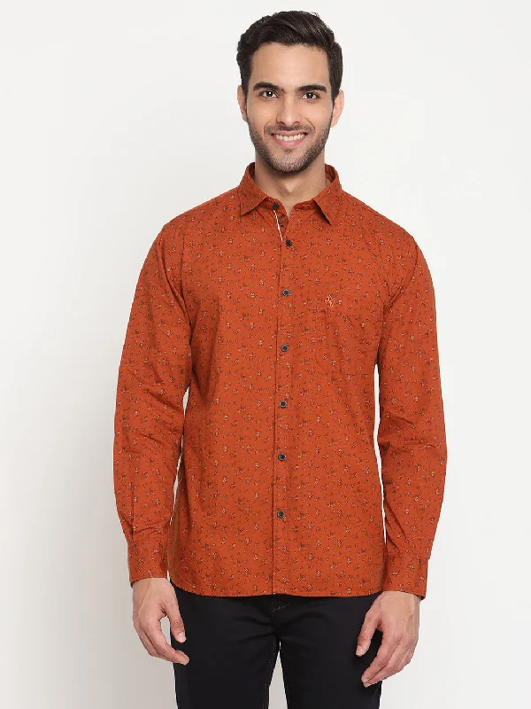 Men's Casual Friday Shirts for Relaxed Office DaysMen's Rust Casual Floral Ditsy Print Full Sleeve Shirt Men's Casual Friday Shirts for Relaxed Office DaysMen's Rust Casual Floral Ditsy Print Full Sleeve Shirt