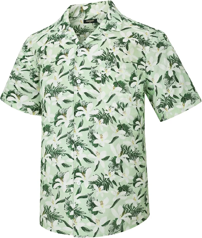Men's Pattern-Play Shirts for a Fun TwistLight Green Floral Button Up Hawaiian Shirt For Summer Vacation Men's Pattern-Play Shirts for a Fun TwistLight Green Floral Button Up Hawaiian Shirt For Summer Vacation