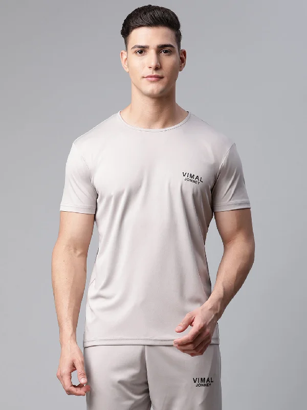 Men's Shirts for CampingMack Jonney Dryfit Solid Light Grey T-shirt for Men