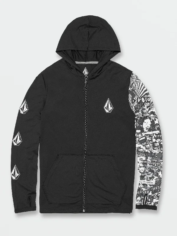 Men's Pants with Water-Resistant FabricIconic Stone Hood Collage Long Sleeve UPF 50 Rashguard - Black Men's Pants with Water-Resistant FabricIconic Stone Hood Collage Long Sleeve UPF 50 Rashguard - Black
