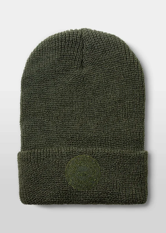 Men's Jeans with Fashionable RipsBDC Embroidered Seal Beanie Green