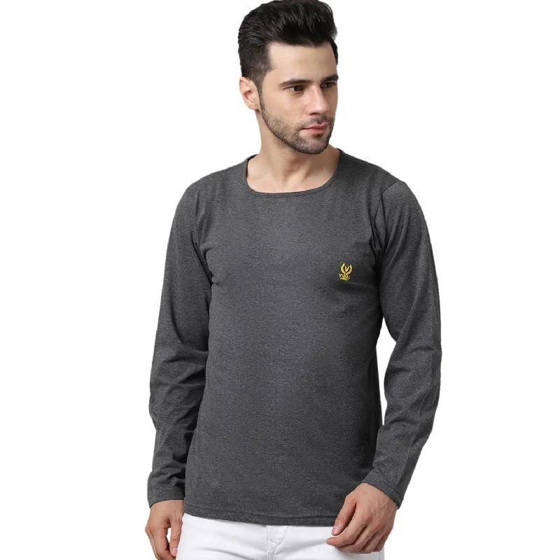 Men's Shirts with Roll-Up SleevesMack Jonney Cotton Anthracite FullSleeve T-Shirt For Men