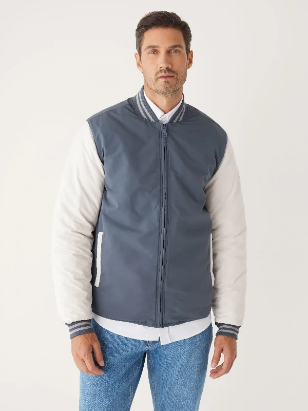 Men's Coats for Formal EventsThe Varsity Skyline Bomber in Slate Blue