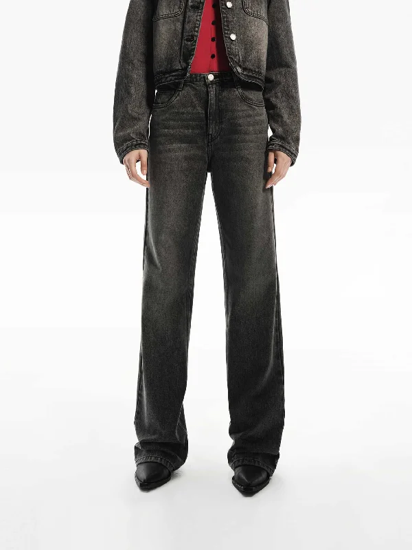 Men's Jeans with EmbroideryStraight Denim Jeans