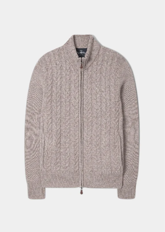 Hawsker Zip Front Mock Neck Jumper In Cobble - Regular Fit