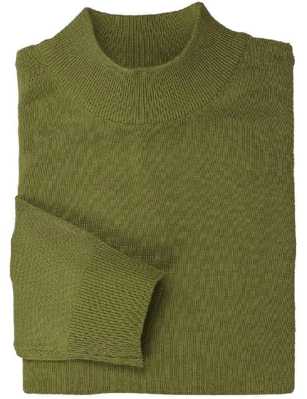 Fashionable Men's Crew-Neck SweatersMock Neck Sweater Color Olive
