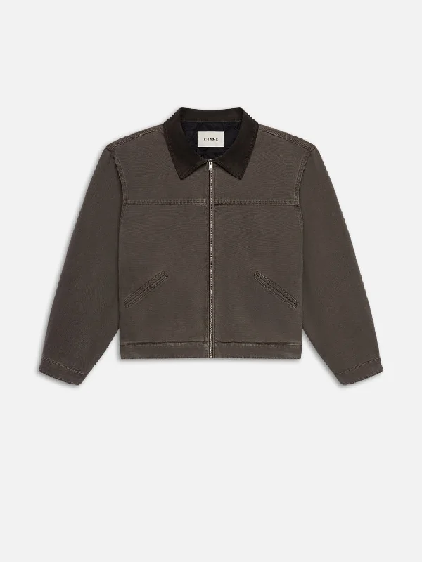 Leather Patch Men's JeansCanvas Workwear Jacket -- Infinite