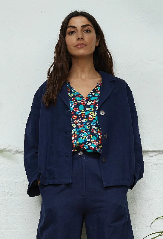 Sophia Linen Blend Jacket - Navy  511255SL