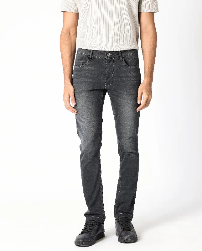 Workwear Men's JeansRare Rabbit Men's Hawkins Light Grey Mid Wash Slim Fit Jeans