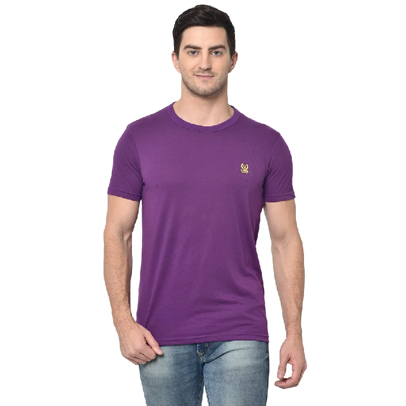 Men's Shirts with Mock NecksMack Jonney Round Neck Purple T-shirt For Men's