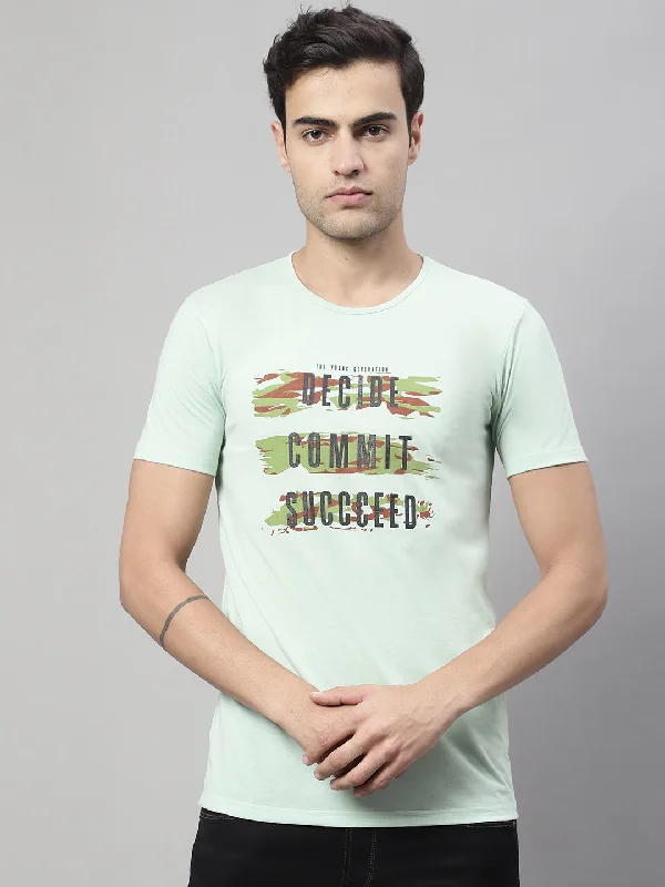 Men's Shirts with Drawstring WaistbandsMack Jonney Round Neck Cotton Printed Light Green T-Shirt for Men Men's Shirts with Drawstring WaistbandsMack Jonney Round Neck Cotton Printed Light Green T-Shirt for Men