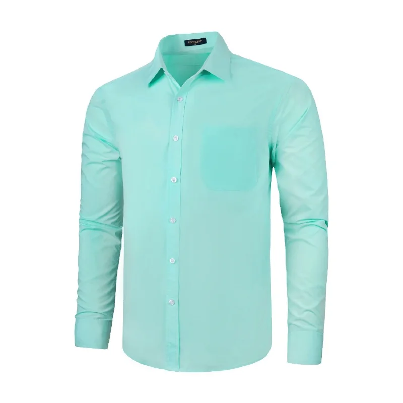 Men's Plaid Shirts for a Country CharmMen's Dress Shirt with Pocket - CYAN BLUE